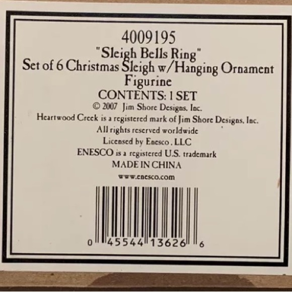 Jim Shore Heartwood Creek Sleigh Bells Ring Christmas Sleigh & Ornaments 4009195 - Picture 4 of 5